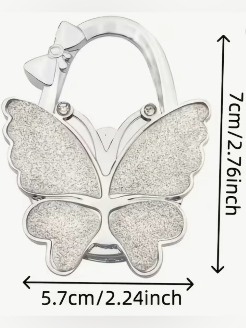 Silver Butterfly Purse Hook - Picture 4 of 6